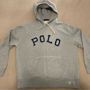 Polo Ralph Lauren Light Gray Hoodie with Embroidered Spell-out